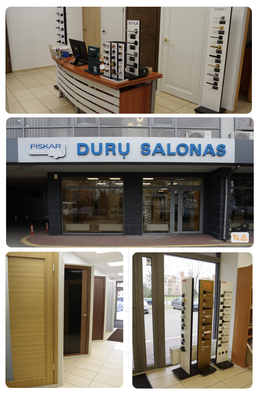 Fiskardiga durys salonas